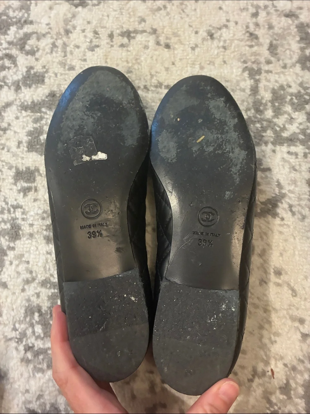 Chanel Black Quilted Leather Ballet Flats size 39.5 - Great condition